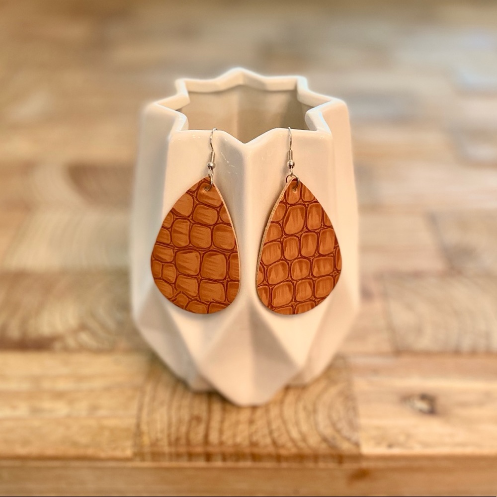 Faux Leather Teardrop Earrings $8 each or 2 for $12